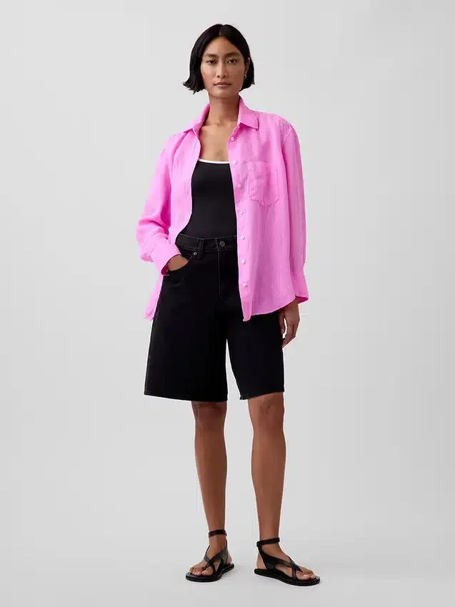 Oversize-Hemd aus 100 % Leinen