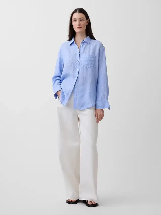 Oversize-Hemd aus 100 % Leinen