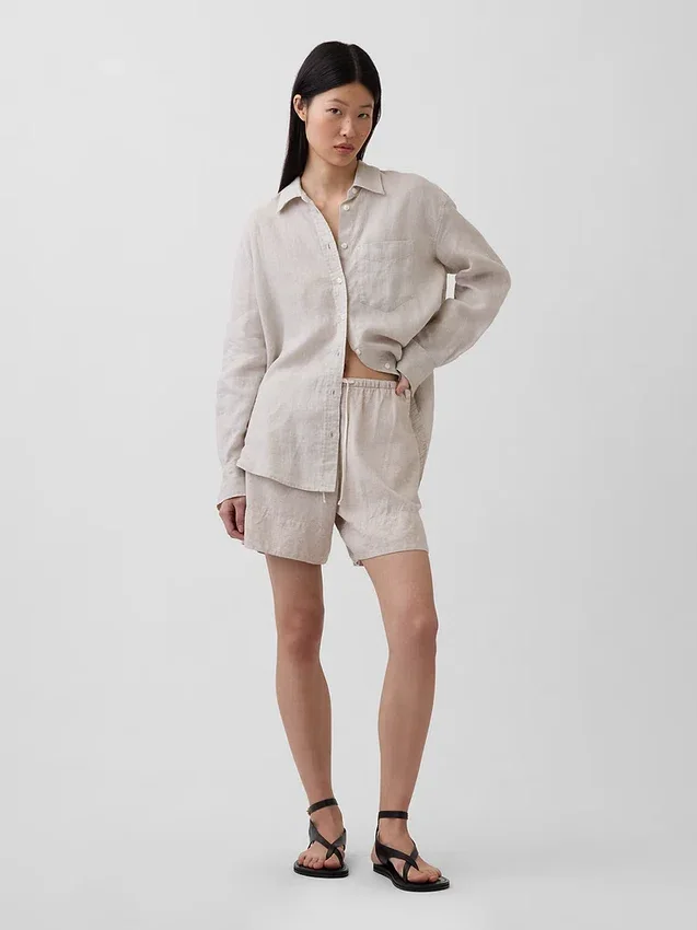 Oversize-Hemd aus 100 % Leinen