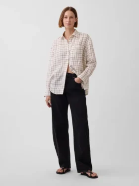 Oversize-Hemd aus 100 % Leinen