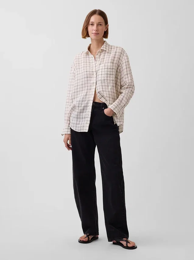 Oversize-Hemd aus 100 % Leinen