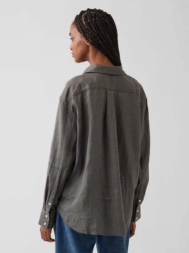 Oversize-Hemd aus 100 % Leinen