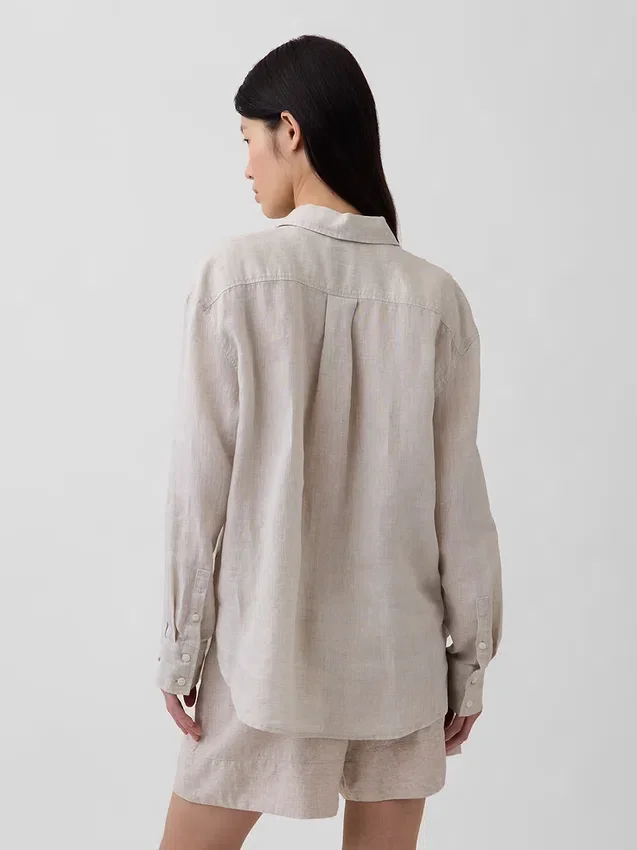 Oversize-Hemd aus 100 % Leinen