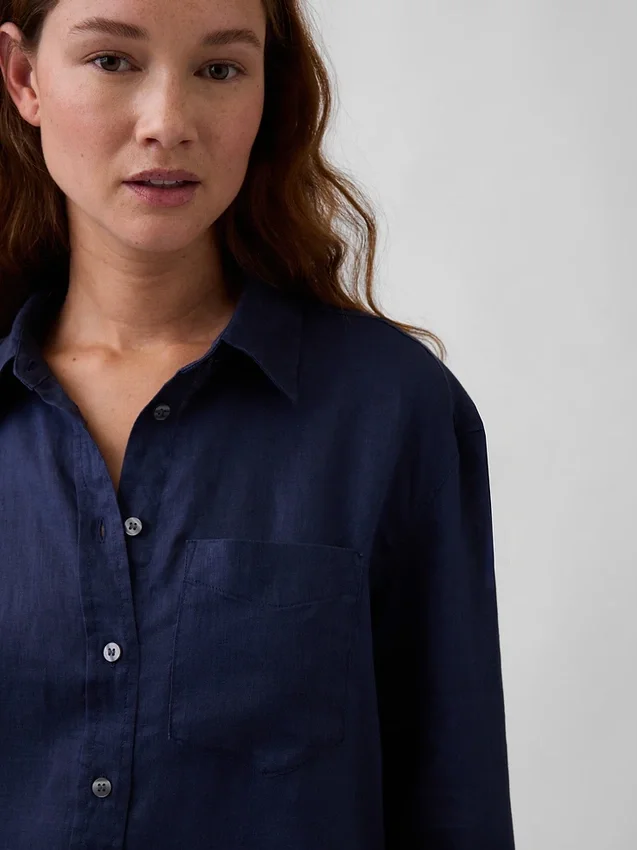 Oversize-Hemd aus 100 % Leinen