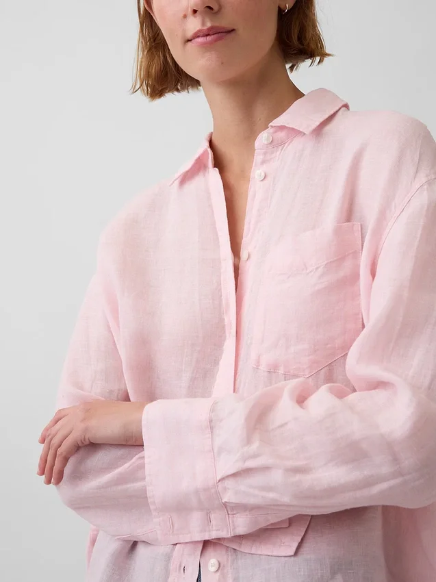 Oversize-Hemd aus 100 % Leinen