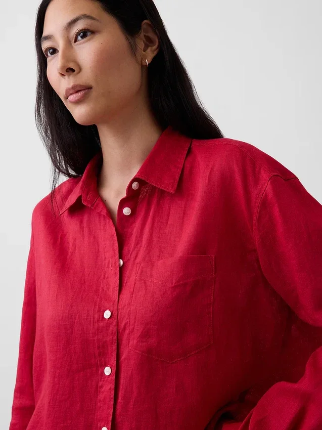 Oversize-Hemd aus 100 % Leinen