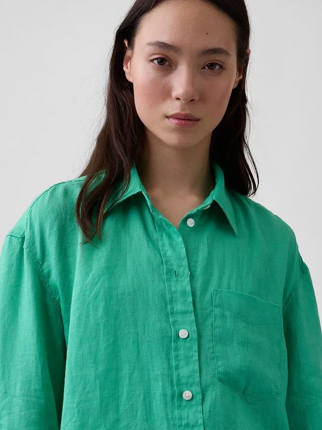 Oversize-Hemd aus 100 % Leinen