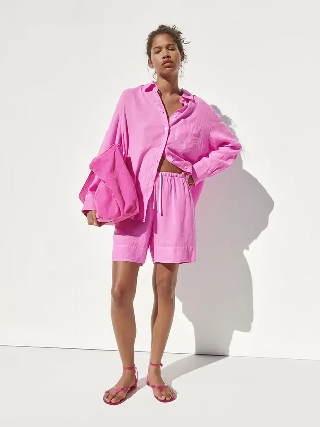 Oversize-Hemd aus 100 % Leinen