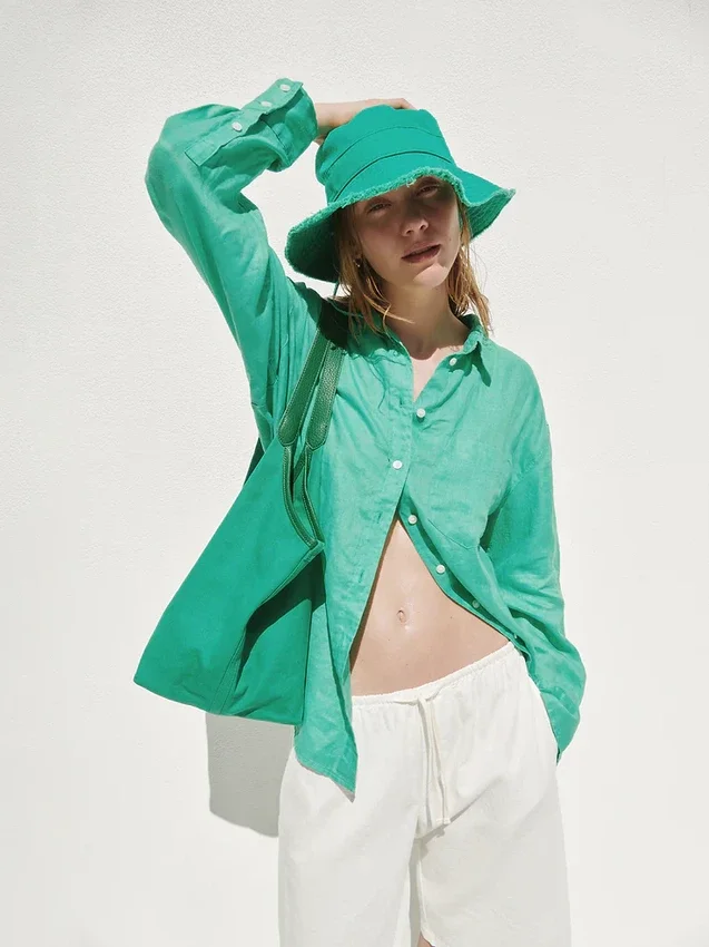 Oversize-Hemd aus 100 % Leinen