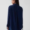 Oversize-Hemd aus Denim mit gerafften Ärmeln