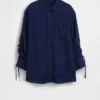 Oversize-Hemd aus Denim mit gerafften Ärmeln