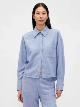 Oversize-Hemd aus Leinen-Baumwoll-Mischung