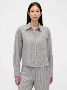 Oversize-Hemd aus Leinen-Baumwoll-Mischung