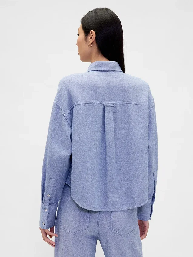 Oversize-Hemd aus Leinen-Baumwoll-Mischung