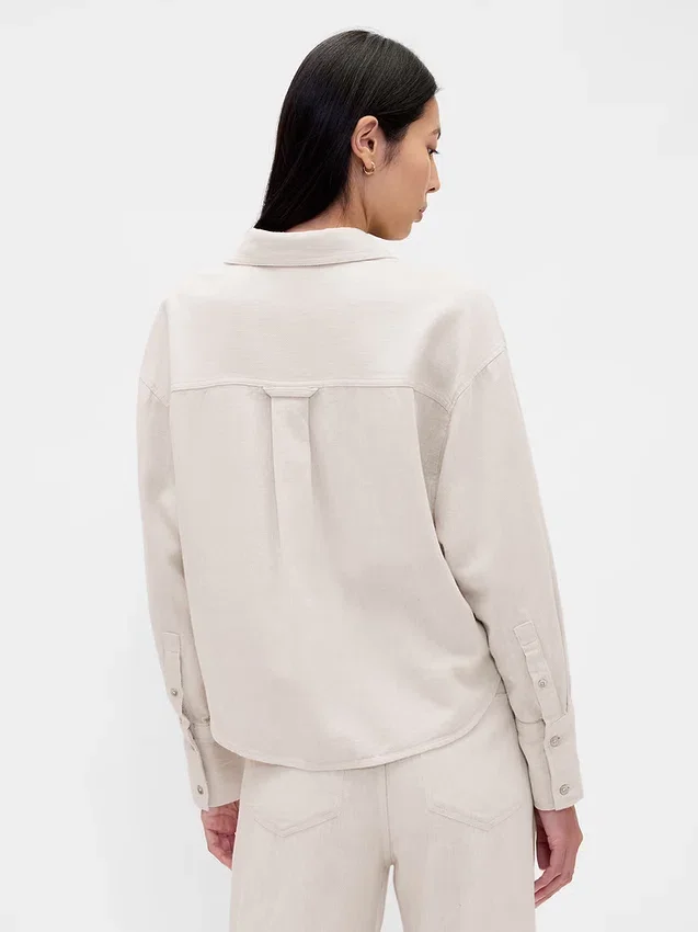 Oversize-Hemd aus Leinen-Baumwoll-Mischung
