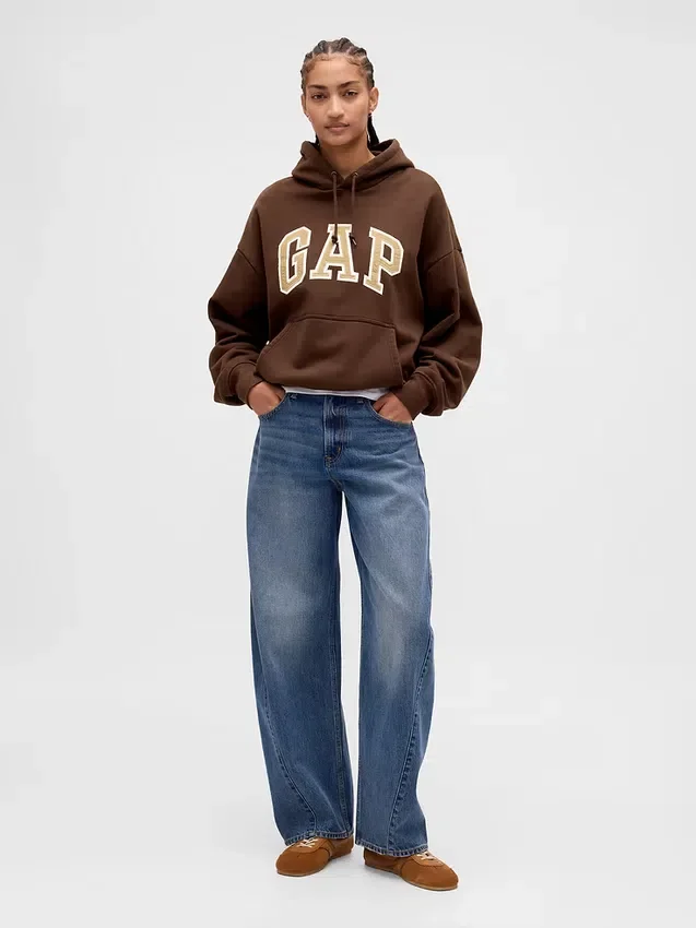 Oversize-Hoodie für Erwachsene aus extra schwerem French Terry mit großem Logo