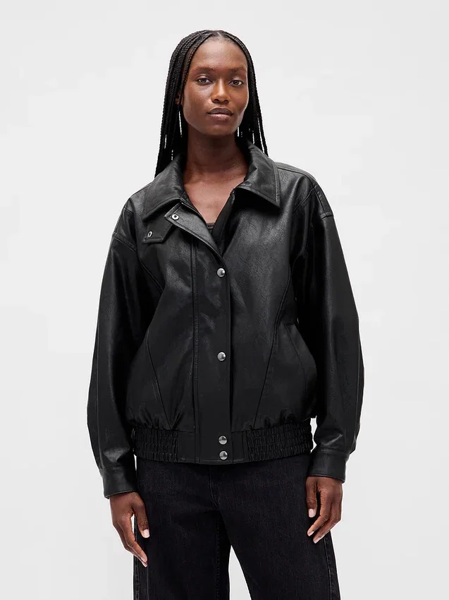 Oversize-Jacke aus veganem Leder