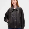 Oversize-Jacke aus veganem Leder