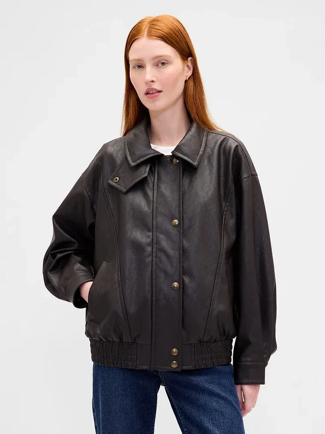 Oversize-Jacke aus veganem Leder