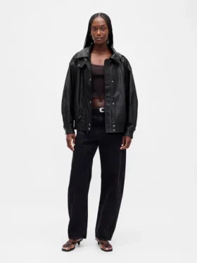 Oversize-Jacke aus veganem Leder