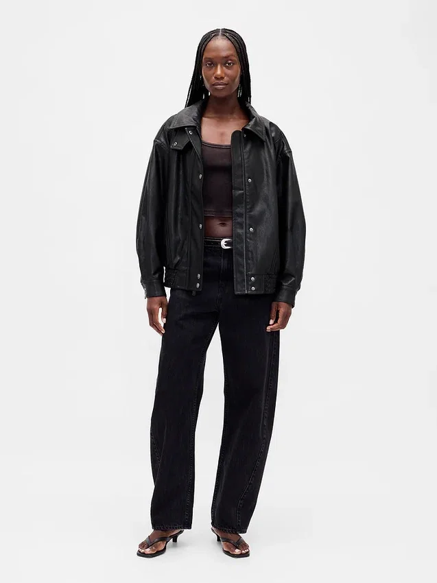 Oversize-Jacke aus veganem Leder