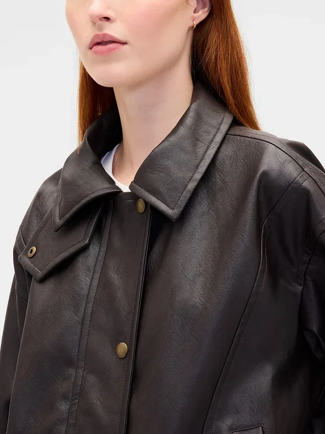 Oversize-Jacke aus veganem Leder