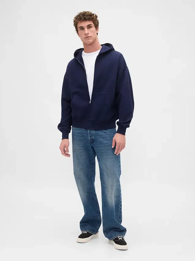 Oversize-Kapuzenpullover mit Reißverschluss für Erwachsene