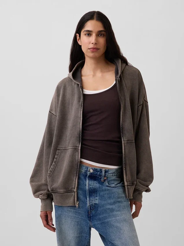 Oversize-Kapuzenpullover mit Reißverschluss für Erwachsene