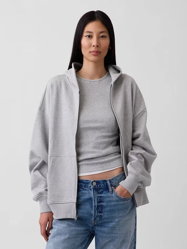 Oversize-Kapuzenpullover mit Reißverschluss für Erwachsene