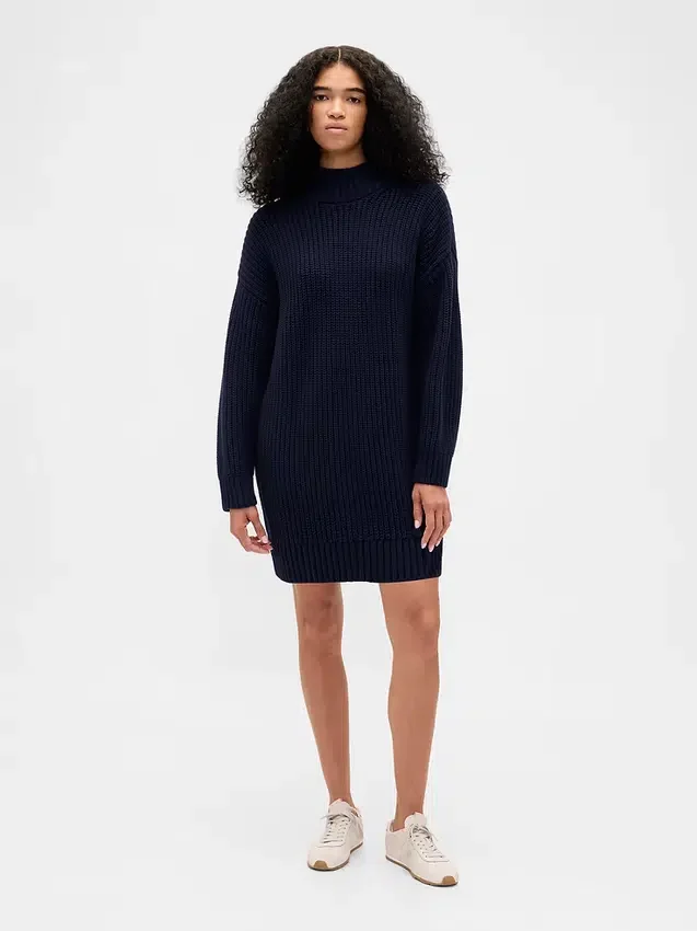 Oversize-Mini-Pullover-Kleid mit Rollkragen