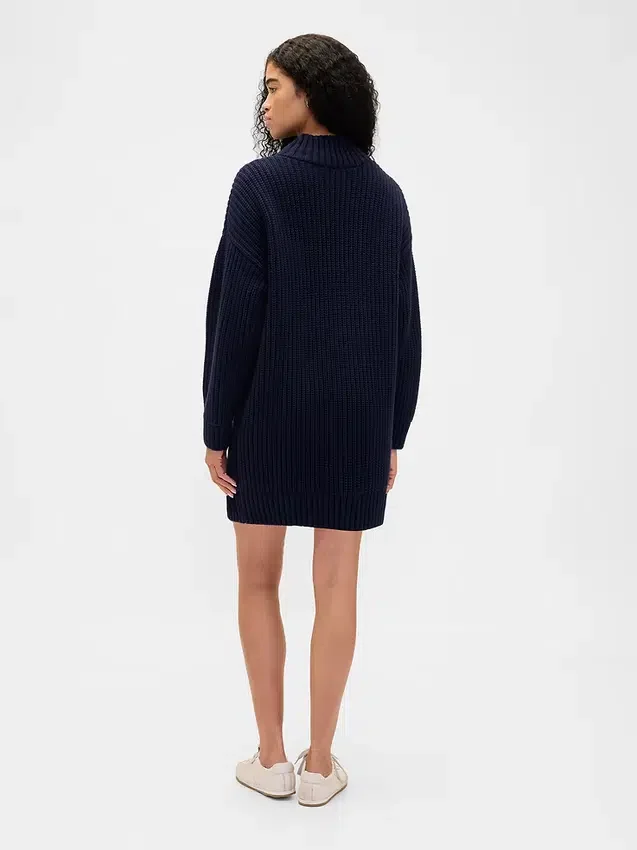 Oversize-Mini-Pullover-Kleid mit Rollkragen