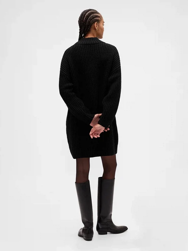 Oversize-Mini-Pullover-Kleid mit Rollkragen