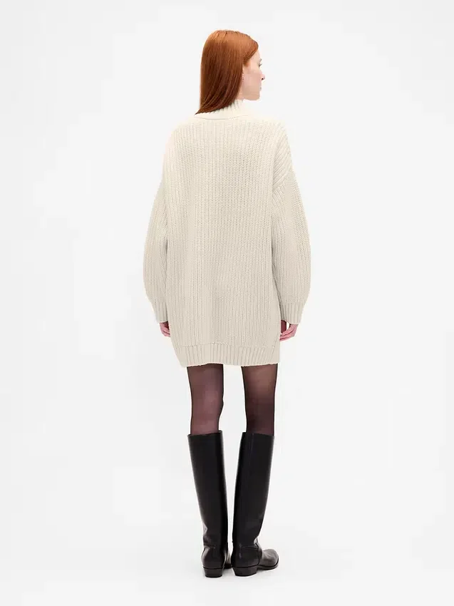 Oversize-Mini-Pullover-Kleid mit Rollkragen