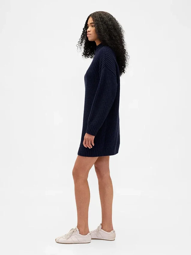 Oversize-Mini-Pullover-Kleid mit Rollkragen