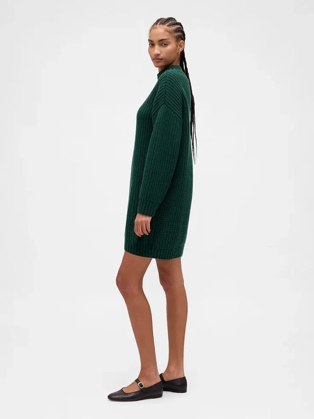 Oversize-Mini-Pullover-Kleid mit Rollkragen