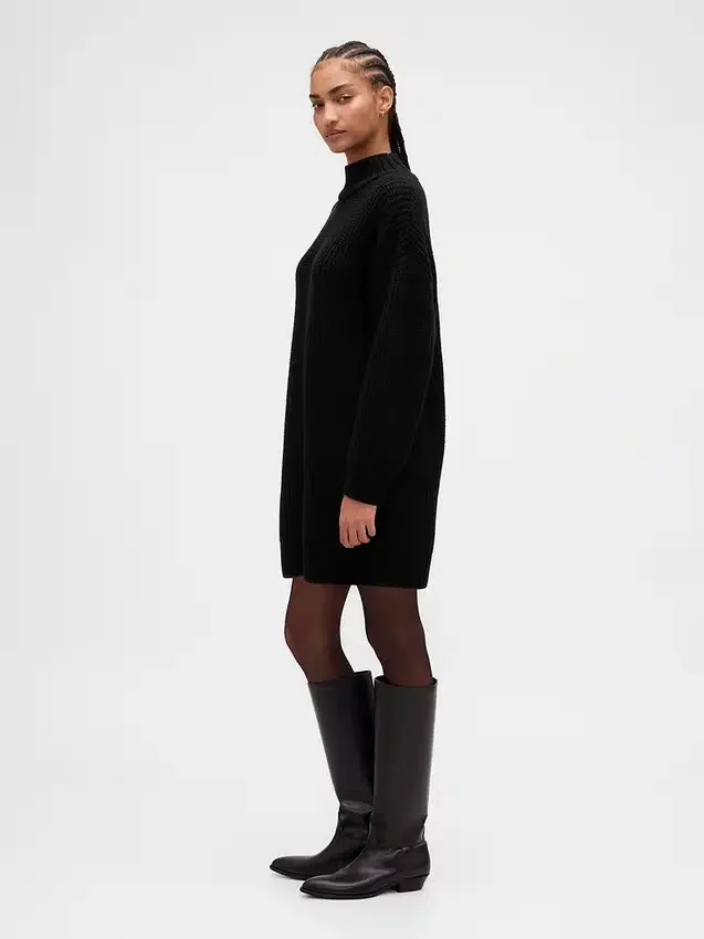 Oversize-Mini-Pullover-Kleid mit Rollkragen