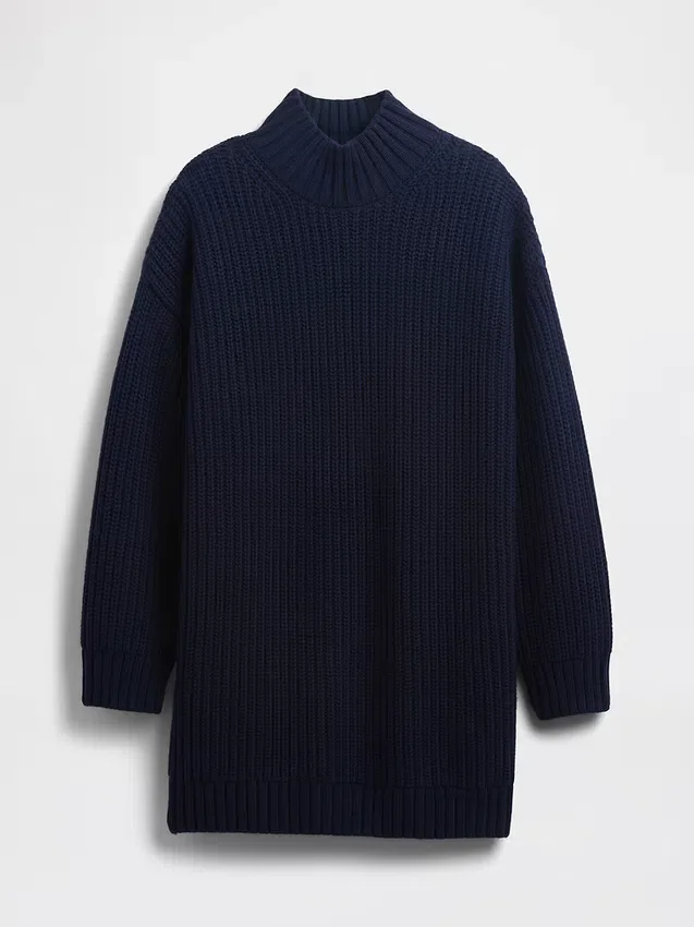 Oversize-Mini-Pullover-Kleid mit Rollkragen