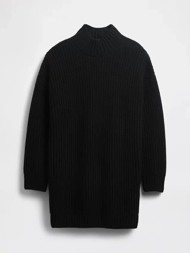 Oversize-Mini-Pullover-Kleid mit Rollkragen