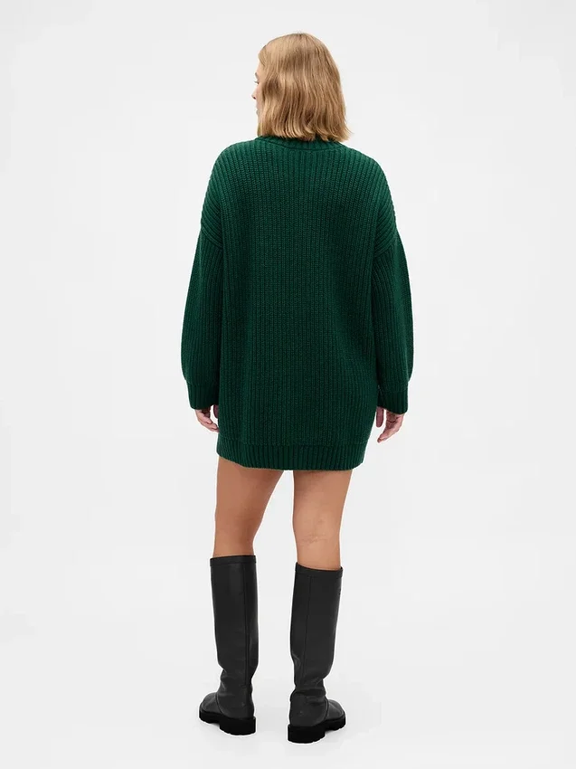 Oversize-Mini-Pullover-Kleid mit Rollkragen