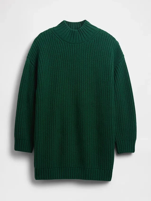 Oversize-Mini-Pullover-Kleid mit Rollkragen