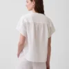 Oversize-Oberteil aus Baumwollgaze mit Spalt am Ausschnitt