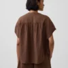 Oversize-Oberteil aus Baumwollgaze mit Spalt am Ausschnitt
