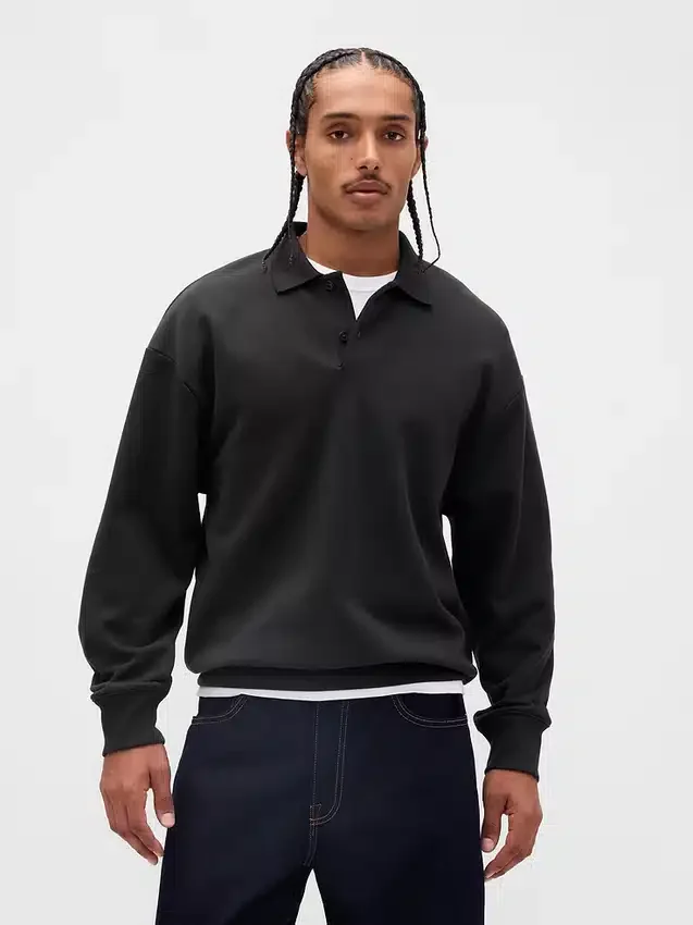 Oversize-Poloshirt für Erwachsene aus schwerem Stoff