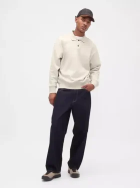Oversize-Poloshirt für Erwachsene aus schwerem Stoff