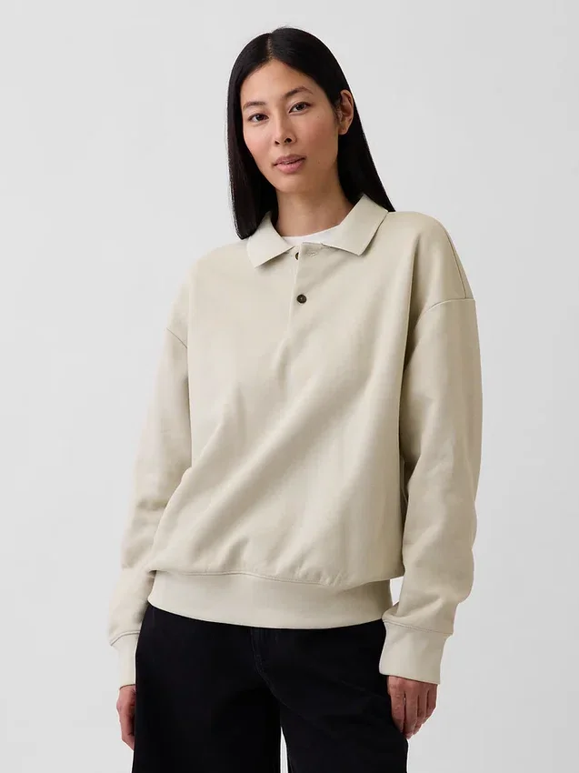 Oversize-Poloshirt für Erwachsene aus schwerem Stoff