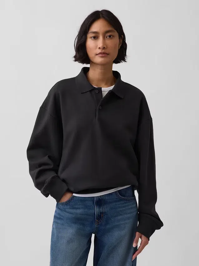 Oversize-Poloshirt für Erwachsene aus schwerem Stoff