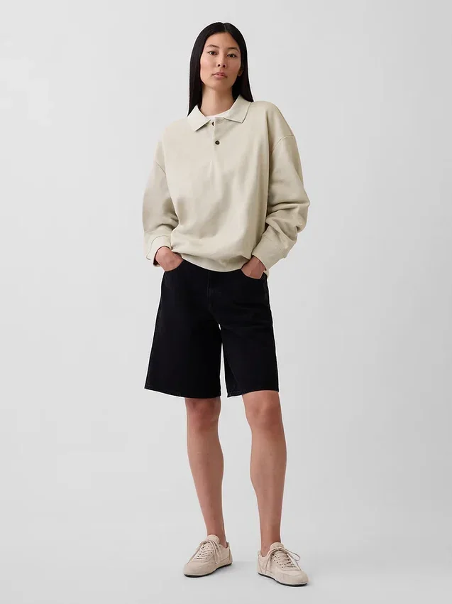 Oversize-Poloshirt für Erwachsene aus schwerem Stoff