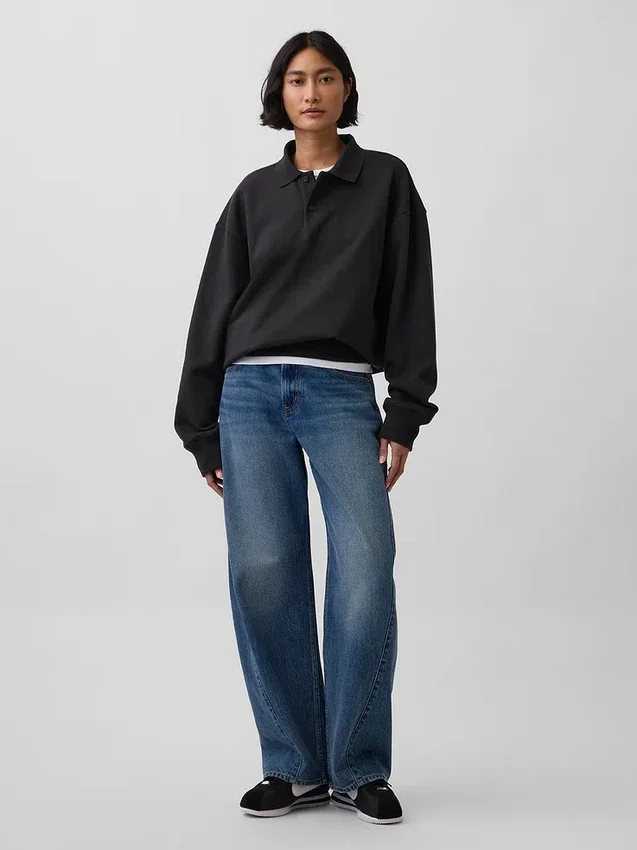 Oversize-Poloshirt für Erwachsene aus schwerem Stoff