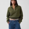 Oversize-Pullover aus strukturierter Baumwolle mit halbem Reißverschluss