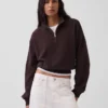 Oversize-Pullover aus strukturierter Baumwolle mit halbem Reißverschluss